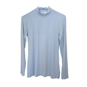 Women's Mock Turtleneck Long Sleeve Lt Blue Medium Snug Fitting Top Sweater